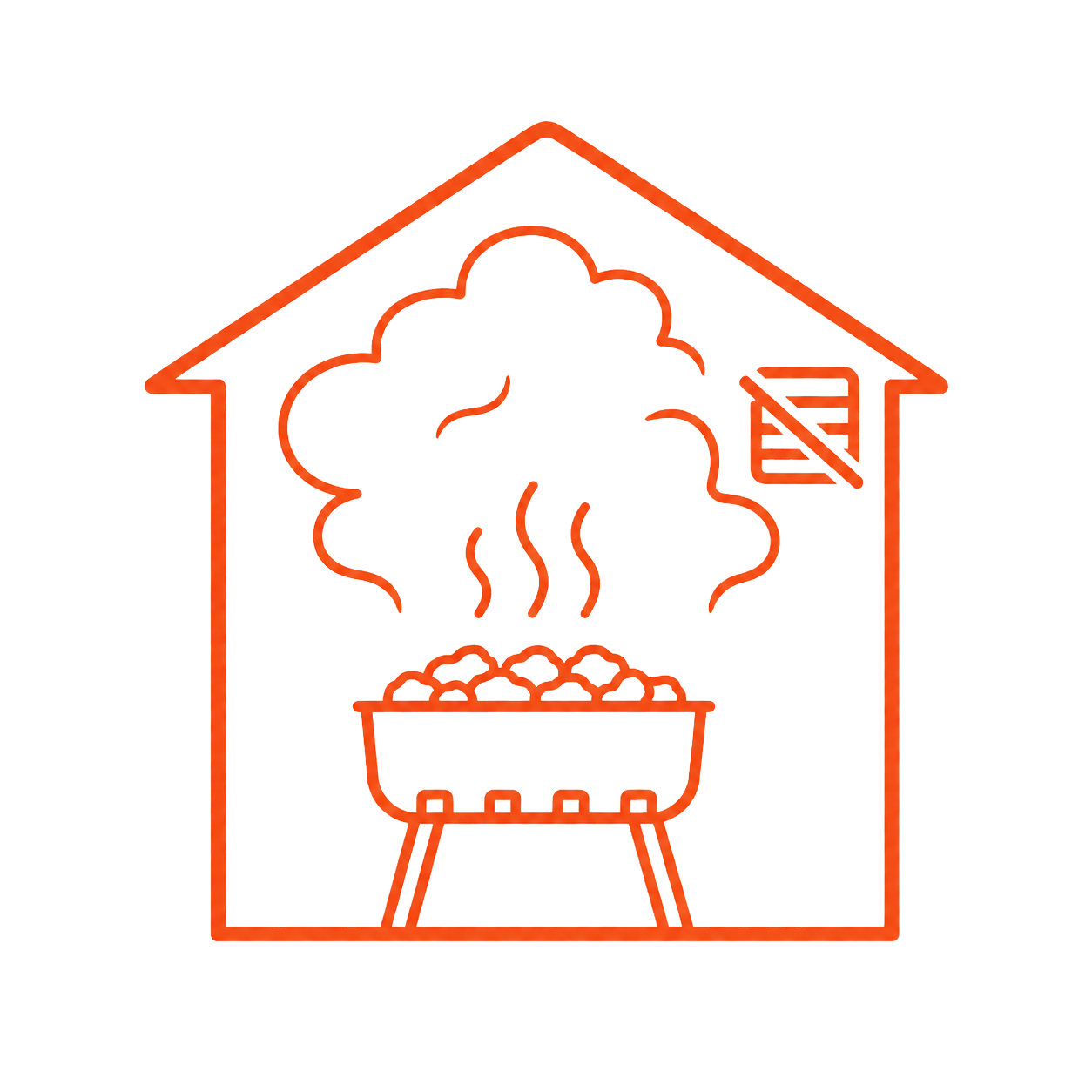 Grill in an enclosed space